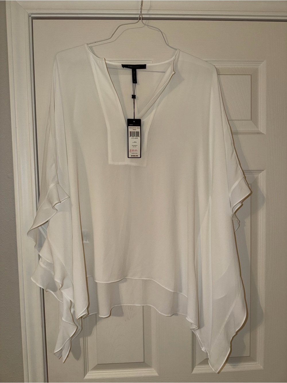 NWT BCBGMaxAzria White Layered Chiffon Ruffle Tunic size M/L